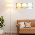 Ambimall 60'' Modern Floor Lamp with Shade, Tall Lamps for Living Room, Bedroom, Office, Dining Room, White Shade with Brown Pole(Without Bulb)-Ruum Studio Home