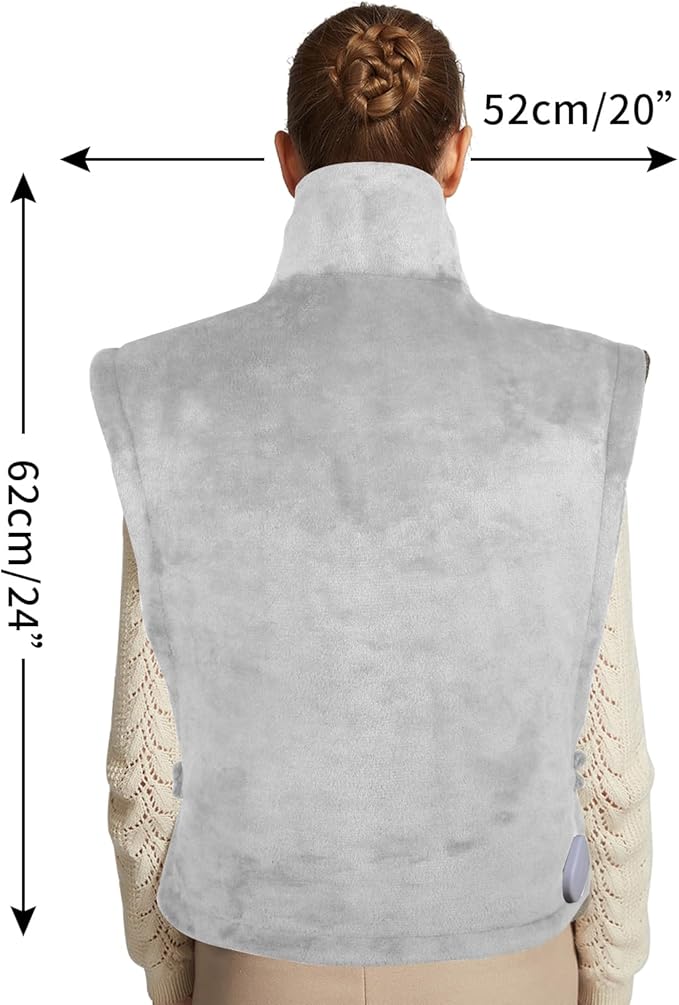 26" x 35" Flannel Neck&Shoulder&Back Heating Pad with 12 Temperature Settings&Countdown Timer, Pain Relief for Back/Neck/Shoulders/Menstrual Pain, Christmas Gifts for Women Men Mom Dad(Light Grey)-Ruum Studio Home