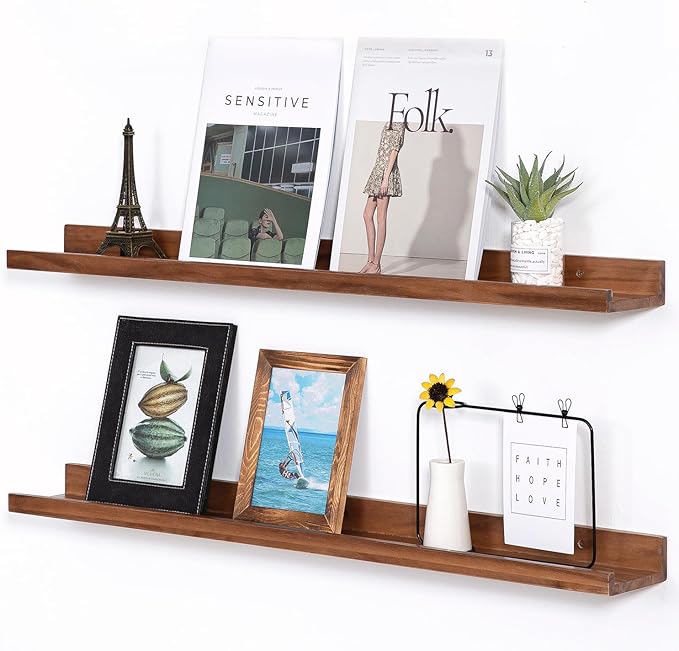 AZSKY Floating Shelves for Wall Bookshelf Wall Mount Light Walnut Picture Ledge Shelf 36 Inch Photo Picture Frames Display and Storage Shelves a Set of 2 for Bedroom Living Room Bathroom Kitchen-Ruum Studio Home