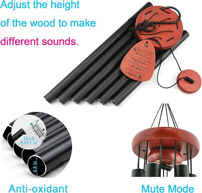 Memgift Sympathy Gifts for Loss of Loved One Memorial Wind Chimes Dad Mom Memorial Windchime Bereavement for Loss of Dad Mom Son Daughter Wind Chimes for Outside-Ruum Studio Home