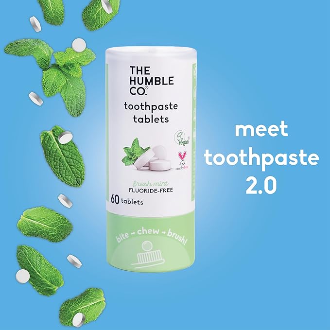 The Humble Co. Mint Toothpaste Tablets Fluoride-Free, 3pk - Anticavity, Fluoride Free Toothpaste Dental Tablets with Natural Ingredients, Dentist Developed Formula (Mint, 3 Pk)-Ruum Studio Home