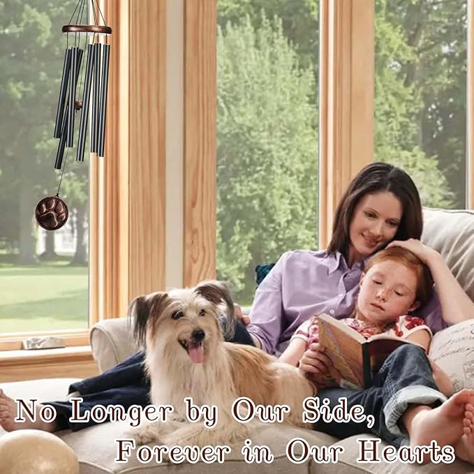Dog Memorial Gifts, 34" Pet Memorial Wind Chimes for Loss of Dogs, Pet Loss Passing Away Remembrance Sympathy Bereavement Gift, DogPaw Vintage Wind Chime for Outside (DIY 34" Pet Memorial)-Ruum Studio Home