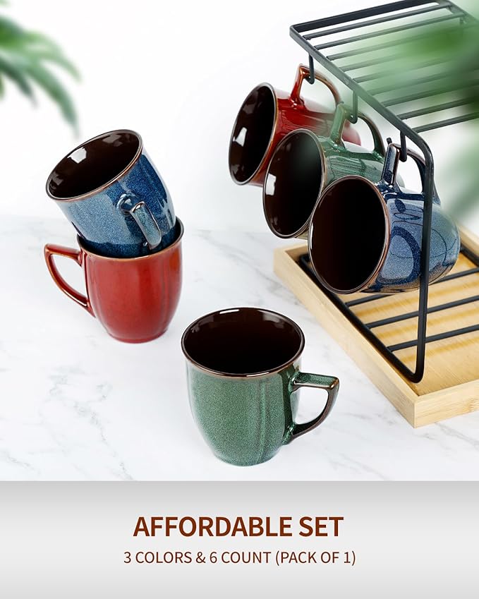 Ceramic Mugs 14 Oz,Mugs Set for Men Women, Ceramic Mugs Set with Large Handle for Coffee Tea Milk Cocoa, Coffee Cups Set of 6 Gift for Dad Mom,Easy to Clean & Hold, Microwave Safe.-Ruum Studio Home