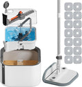 Upgraded Spin Mop and Bucket Self-Standing Mop Bucket Separate Dirty and Clean Water System Self Wringing 360° Rotating Clean Mop and Bucket Set (Light Gray, 14Pads Mop and Bucket Set)-Ruum Studio Home