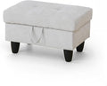 Ottoman Rectangular Storage Ottoman Bench, Flannel Footrest Stool Footstool with Lid for Living Room, Bedroom, Entryway, Khaki, 28.5"x19"x17.5"-Ruum Studio Home