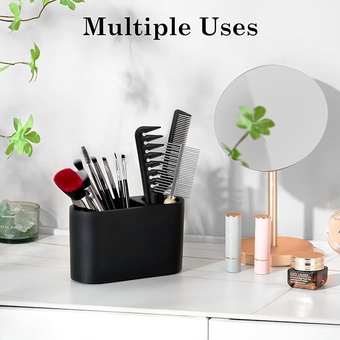 Luxspire Toothbrush Holder, 2 Slots Toothbrush and Toothpaste Holdersfor Bathrooms, Resin Toothbrush Holder Electric Toothbrush Stand for Vanity Countertop, Bathroom Accessories, Matte Black-Ruum Studio Home