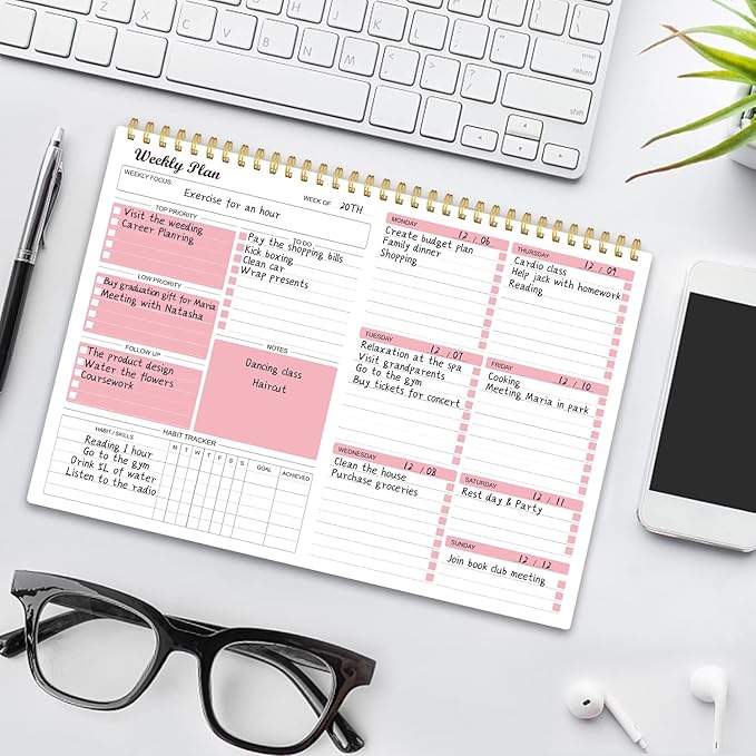 Weekly Planner Notepad Undated Weekly Goals Schedule Planner To Do List Notebook Planning Pad Calendars Organizers Habit Tracker Journal for Man & Women,52 Weeks (8.5x12")-Ruum Studio Home
