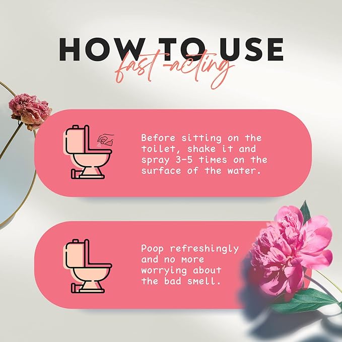 Clean-n-Fresh Toilet Spray, Wild Peony Scent, Bathroom Odor Eliminator & Air Freshener For Room, Trash Cans, Shoes, Fabrics, 3.4 Fl Oz(2 Pack)-Ruum Studio Home