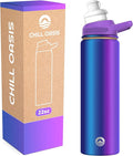 Chill Oasis Water Bottle | Compatible With Popular Flavor Cartridges | BPA Free, Leak Proof, Double-Walled Vacuum Insulated Stainless Steel, and Dishwasher Safe | Cold for 24 Hours (Aura, 22oz)-Ruum Studio Home