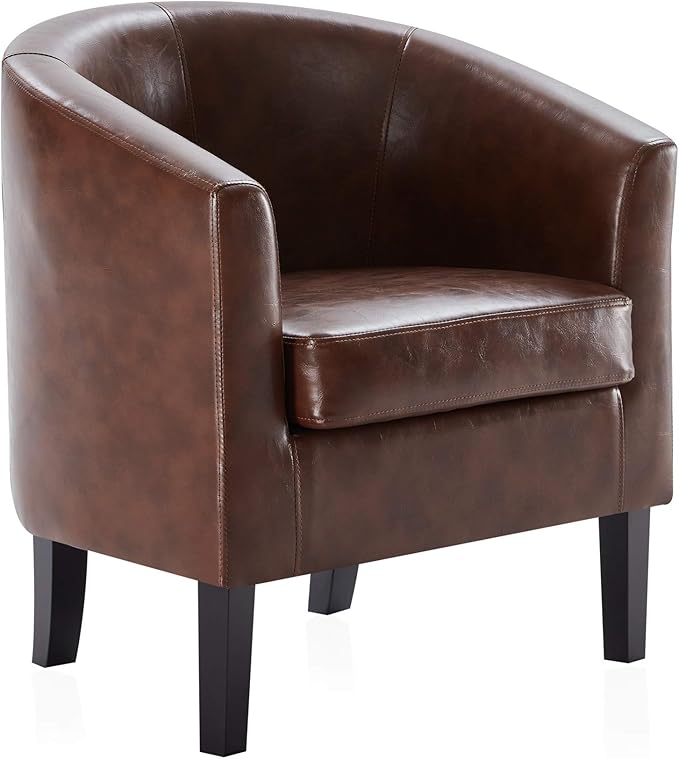 BELLEZE Accent Barrel Chair, Club Tub Sofa Corner Chair with Flared Legs and Cozy Soft Padding for Living Room Bedroom Waiting Room - Caramel-Ruum Studio Home