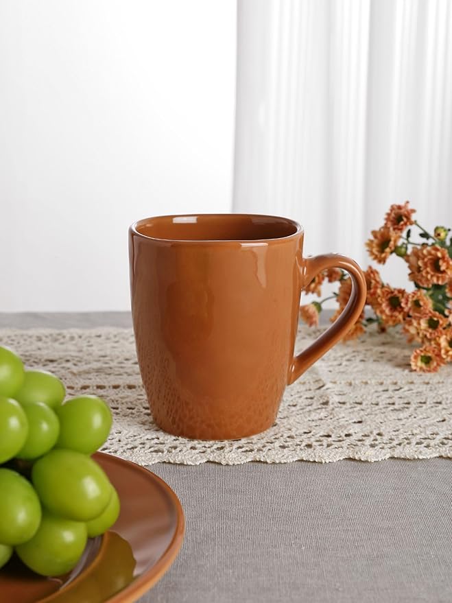 famiware Aurora Coffee Mugs, 14oz Mug Set of 4, Stoneware Mug, Cups for Kitchen, Cappuccino, Latte, Reactive Glaze, Microwave Safe, Scractch-resistant, Brown-Ruum Studio Home