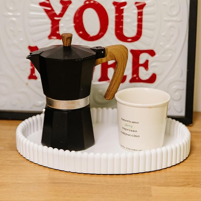 11.8in Decorative Tray for Coffee Table Decor- Modern Oval Concrete Tray for Home Decor- Minimalist Handcrafted Centerpieces Tray for Living Room, Kitchen Dining Table, Entryway (White)-Ruum Studio Home