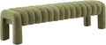 63" Bedroom Bench, Upholstered Entryway Bench, Modern End of Bed Ottoman with Solid Wood Legs and Adjustable Foot Pegs for Entryway, Dining Room and Living Room, 440lbs (Green Boucle)-Ruum Studio Home
