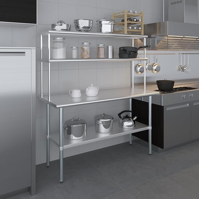AmGood Double OverShelf Stainless Steel NSF - Many (60" Long x 14" Deep)-Ruum Studio Home