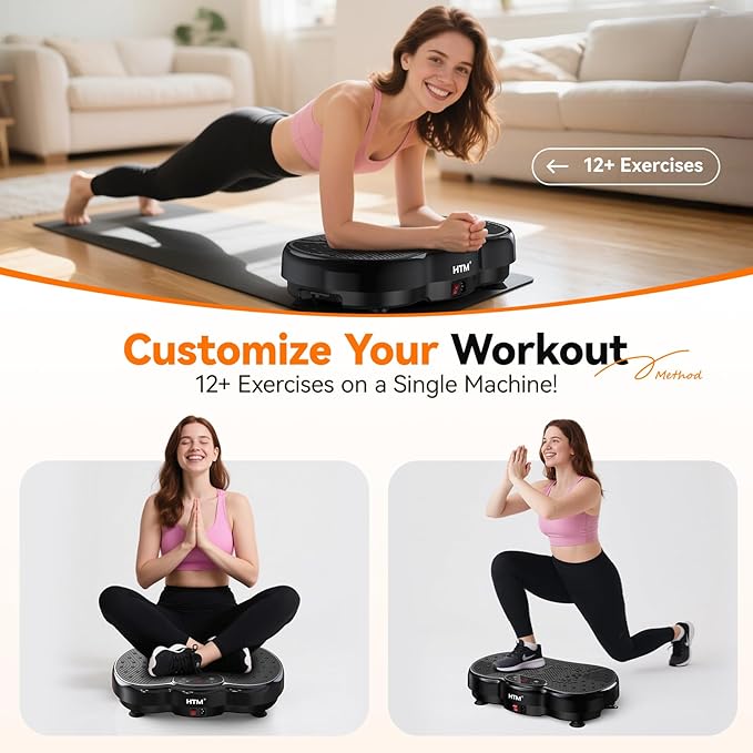Vibration Plate Exercise Machine - 300 lbs Weight Capacity, 120 Speed Levels, 9 Workout Modes for Home Fitness, Muscle Toning & Weight Loss-Ruum Studio Home