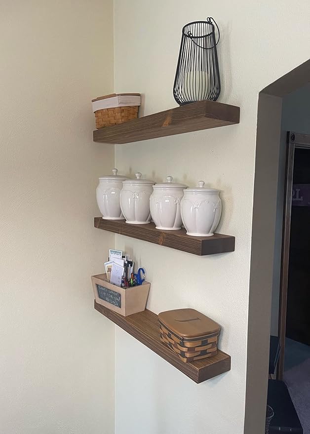 joelsantiques 42 Inch Wooden Floating Shelves for Wall - 42x6x2 in - Made of Natural Wood - Long Heavy Duty Rustic Wall Shelves for Bedroom - Perfect for Living Room, Kitchen - Medium Brown-Ruum Studio Home