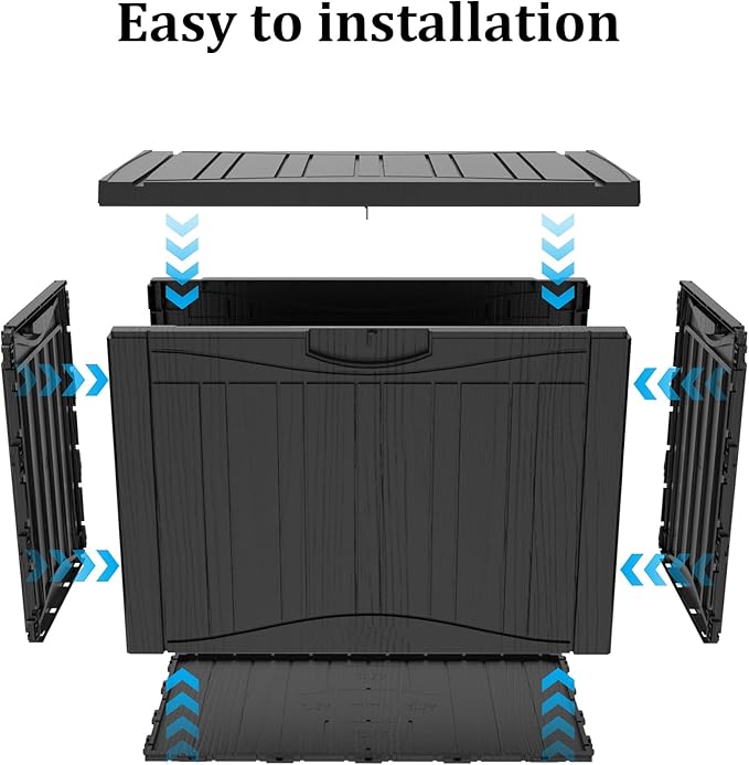 45 Gallon Outdoor Storage Box Waterproof Lockable Resin Deck Box Large, Patio Storage Bin for Pool Accessories Cushion Furniture, Garden Tools, UV-Resistant Outside Delivery Black-Ruum Studio Home
