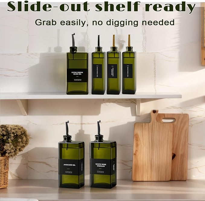 Olive Oil Dispenser Bottle for Kitchen - UV-Protected Oil Bottles 16.9oz, Oil and Vinegar Dispenser Set, Drip-Free Pourer, Elegant Kitchen Essential- 16.9oz, Set of 4-Ruum Studio Home