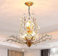 Ganeed Crystal Chandeliers,Vintage Pendant Lighting Crystal Chandelier Lighting Fixtures with 8 Lights,Ceiling Light Fixture for Living Room Bedroom Restaurant Porch Hallway (Gold)-Ruum Studio Home