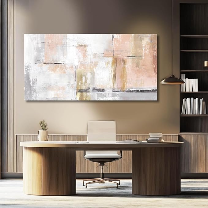 Gold Abstract Wall Art Decor Minimalist Oil Paintings 24"x48" Canvas Wall Art for Living Room Modern Framed Pictures for Wall Home Office for Women Ready to Hang-Ruum Studio Home