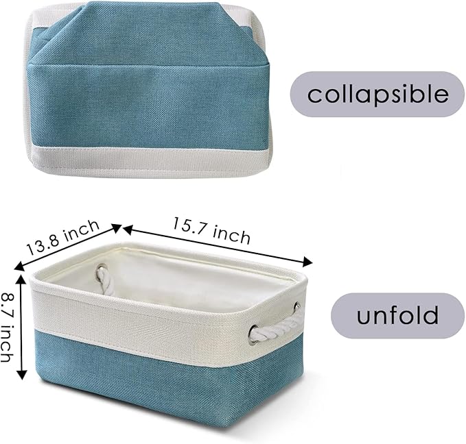 TheWarmHome Storage Bins for Shelves - Small 6 Pack 11.8x7.8x5.2 inch Sturdy Storage Basket W/Handles, Decorative Foldable Storage Baskets for Organizing Closet Nursery Toy(White & Green)-Ruum Studio Home