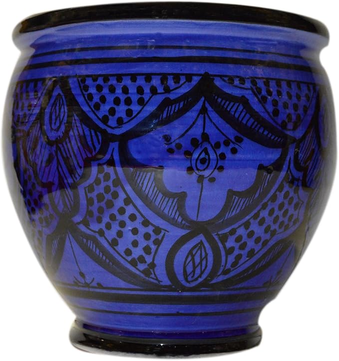 Treasures Of Morocco Flower Pot Moroccan Spanish Garden Drain Hole Ceramic Planter Handmade Multicolored-Ruum Studio Home