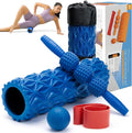5 in1 Foam Roller Set, Trigger Point Foam Roller, Massage Roller Stick, Massage Ball, Resistance Band for Deep Muscle Massage Pilates Yoga,Fitness Exercise for Whole Body (Pure Blue)-Ruum Studio Home