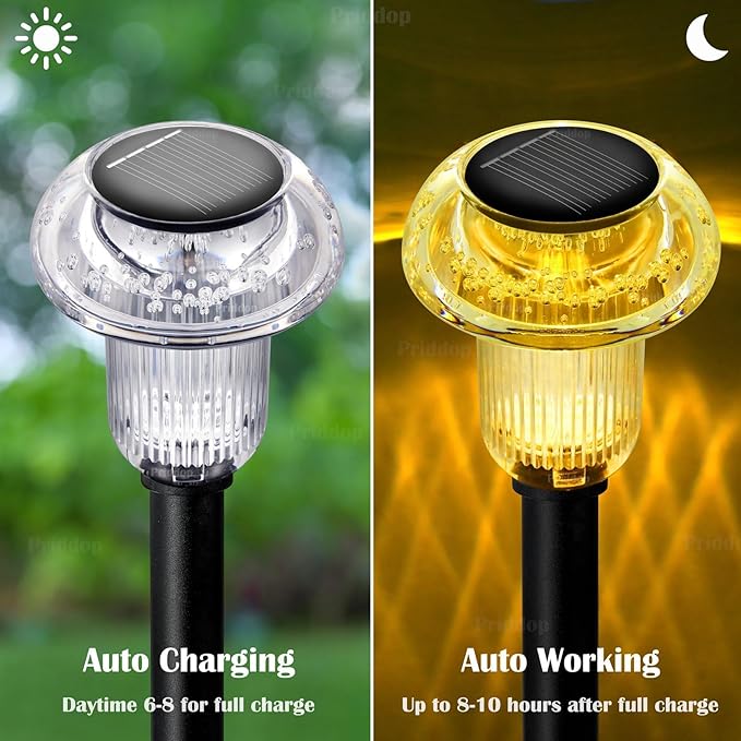Solar Lights Outdoor Pathway Waterproof 8 Pack Warm White LED Acrylic Mushroom Decorative Garden Lights for Yard Landscape Patio Outside Decor-Ruum Studio Home