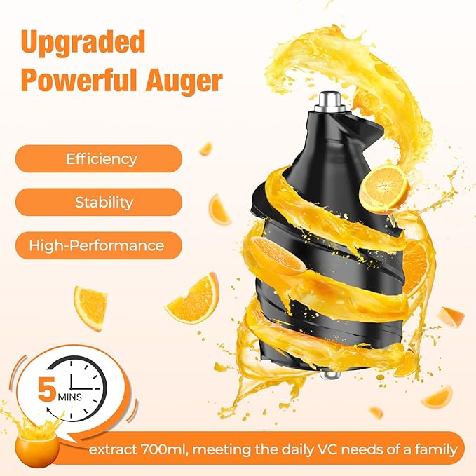 Slow Cold Press Juicer Machines: Masticating Cold Pressed Compact Juicer For Vegetable And Fruit Easy To Clean, Silver Grey-Ruum Studio Home