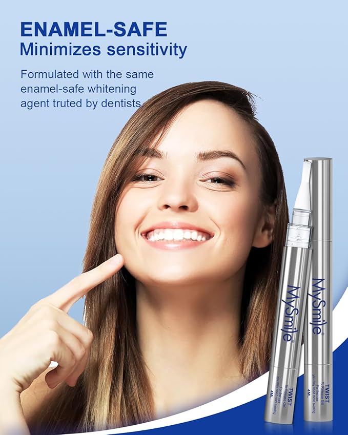 MySmile Teeth Whitening Pen 30+ Treatment Enamel Safe Tooth Whitening Gel for Teeth Sensitive-10 Min Fast Whitening Teeth-Helps to Remove Stains from Coffee, Smoking, Wines-Mint Flavor-Ruum Studio Home