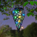 SUNNYPARK Outdoor Plastic Solar Hanging Lantern, 15 Multi Color LEDs Twinkle Effect Tear-Shaped Hanging Lantern Decor Garden Decorative Solar Lights for Backyard, Patio and Lawn-Ruum Studio Home