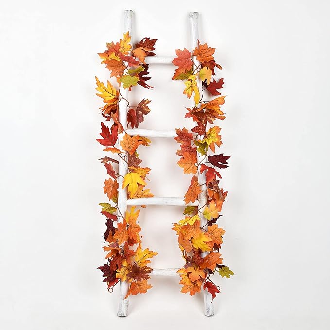 Lvydec 2 Pack Fall Maple Garland - 5.9ft/Strand Artificial Fall Foliage Garlands Assorted Color Leaves Autumn Decor for Home Wedding Halloween Thanksgiving Party-Ruum Studio Home
