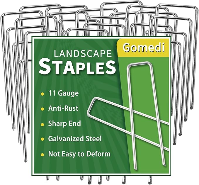 Landscape Staples Galvanized 4 Inch 60 Pcs, Metal Garden Stakes 1.6 Inch, Garden Staples for Lawn 11 Gauge-Ruum Studio Home