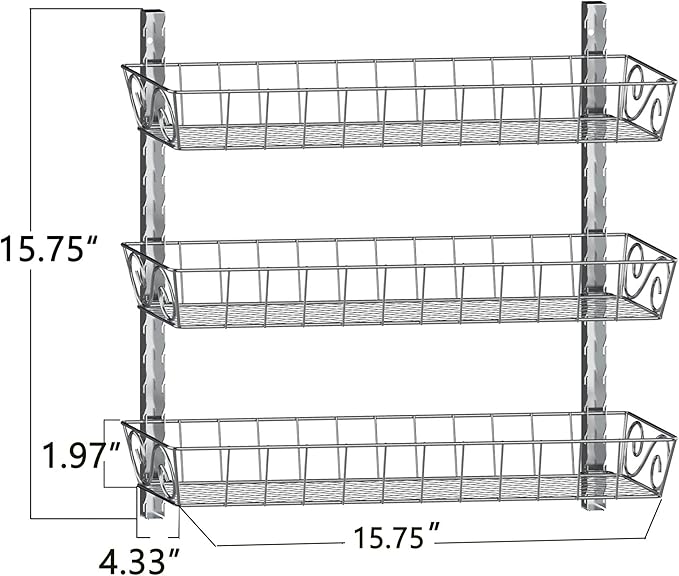 SWOMMOLY Adjustable Wall Mount Spice Rack, 3-Tier Dual-use (Multi-use) Organizer, Silver-Ruum Studio Home