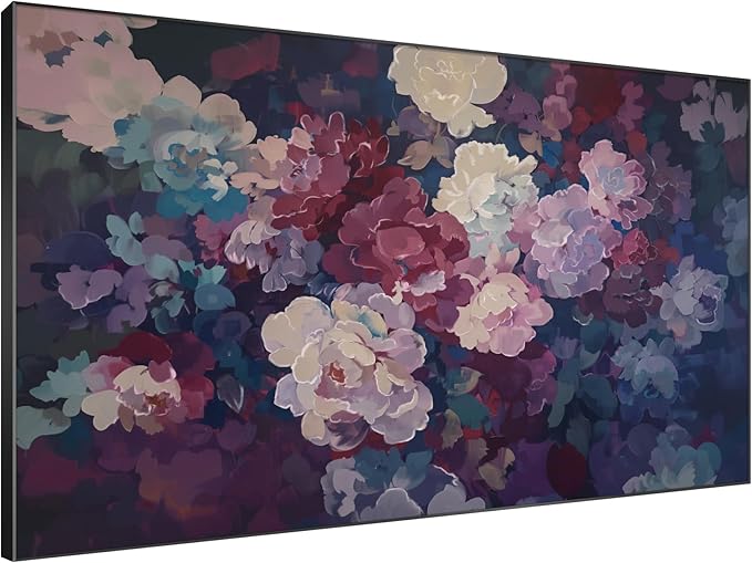 SIGNWIN 46"x72" Extra Large Framed Wall Art Bold Peony Bloom in Colorful Impressionist Style, Lush Floral for Home Living Room Bedroom Decor (Frame Assembly Required)-Ruum Studio Home