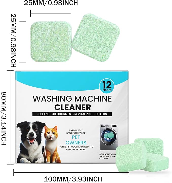Washer Machine Cleaner Tablets-24Pack-12 Month Supply,Formulated for Pet Owners Washing Machine Cleaner,Compatible with HE,Easily pet hair remover for laundry.Top & Front Load Washer.Septic Safe.-Ruum Studio Home