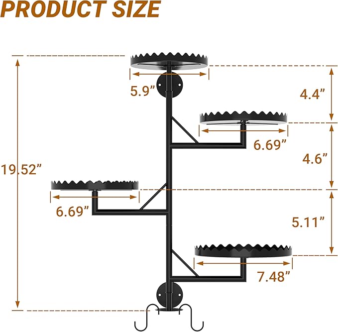 Rotating Wall Plant Shelves Versatile Window Plant Shelf for Indoor Plants Bathroom Living Room Use Wall Planter with Durable Metal Material 4 Pots-Ruum Studio Home
