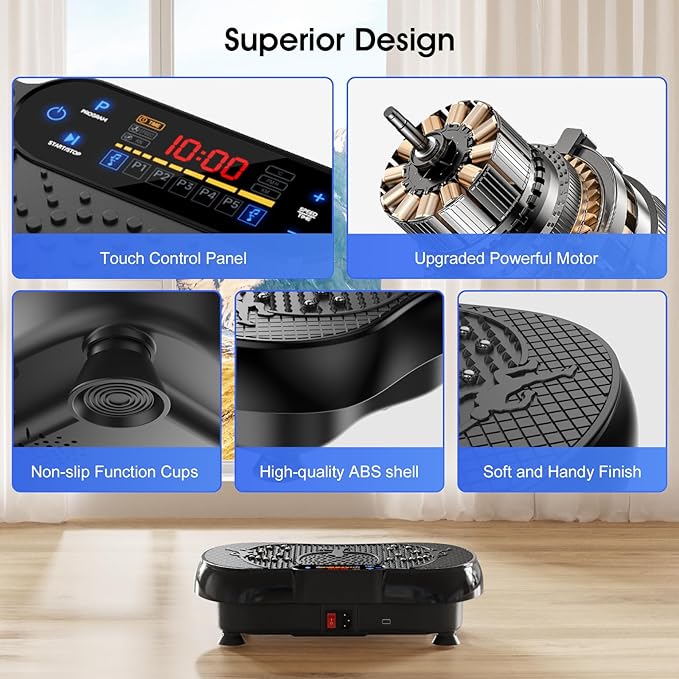 Vibration Plate Exercise Machine, 180 Speed Levels Vibration Plate for Lymphatic Drainage, Whole Body Workout Vibrating Fitness Platform, Effective for Weight Loss, Shaping, Toning & Wellness-Ruum Studio Home