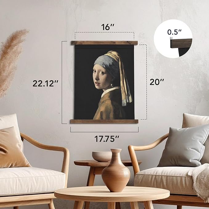 American Art Decor Girl with a Pearl Earring Tapestry Vintage Hanging Canvas Wall Art by Johannes Vermeer-Ruum Studio Home