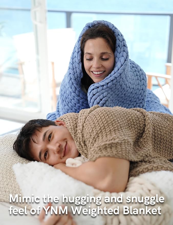 YnM Chunky Cotton Knit Throw Blanket, Cable Knit Throws for Bed Couch Sofa, Comfy & Relaxing, Decorative Piece for Farmhouse Modern Boho Rustic Scandinavian Chic Vibe, Beige 80x87 Inches-Ruum Studio Home