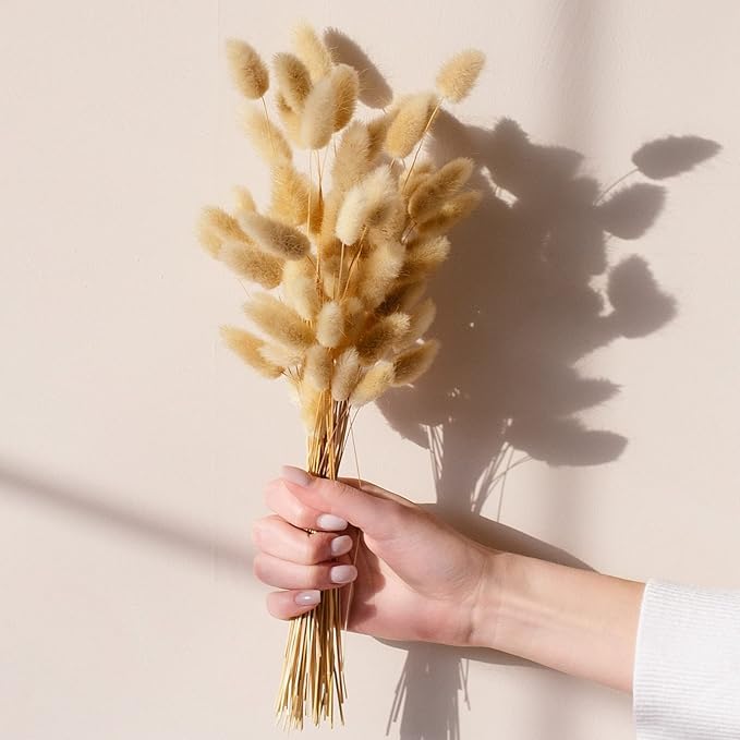 120 PCS Bunny Tails Dried Flowers, Dried Pampas Grass Bouquet, Boho Table Decor, White Pampas Grass Small, Dried Bunny Tails, Pampas Grass for Wedding, Home, Rustic Party, Baby Shower Decorations-Ruum Studio Home