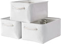 TheWarmHome Storage Bins for Shelves - Medium 3Pack 13.8L*9.8W*6.7H inch Fabric Storage Cubes Canves Storage Basket for Organizing Toys Baby Clothes Gift Dog (White)-Ruum Studio Home
