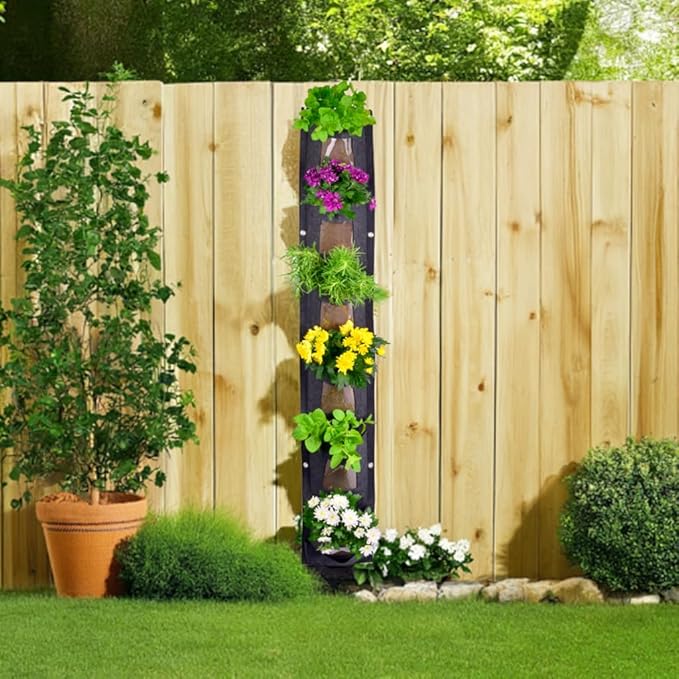 Hanging Planter Bags, Vertical Garden Planting Wall Gardening Grow Bag, 6 Pockets Large Wall Planter - Indoor Outdoor Plants Flowers Herbs, Waterproof Reusable-Ruum Studio Home