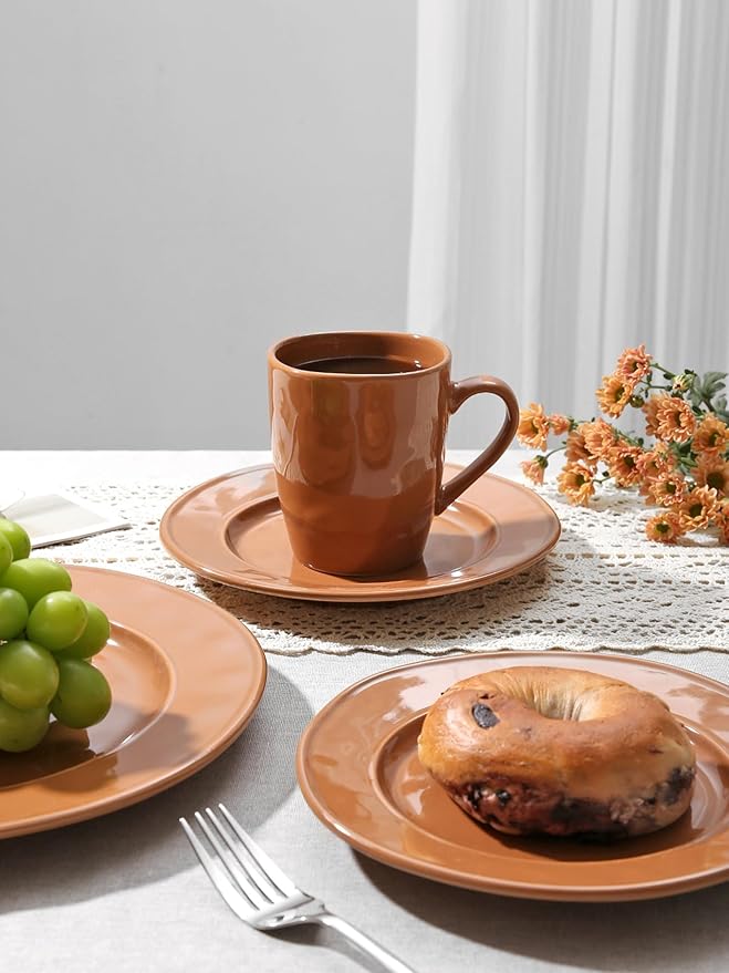 famiware Aurora Coffee Mugs, 14oz Mug Set of 4, Stoneware Mug, Cups for Kitchen, Cappuccino, Latte, Reactive Glaze, Microwave Safe, Scractch-resistant, Brown-Ruum Studio Home