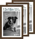 12x18 Poster Frame 3 Pack - Brown Woodgrain, Wood Poster Frame, HD Tempered Glass, Wall Gallery Picture Photo Frame-Ruum Studio Home