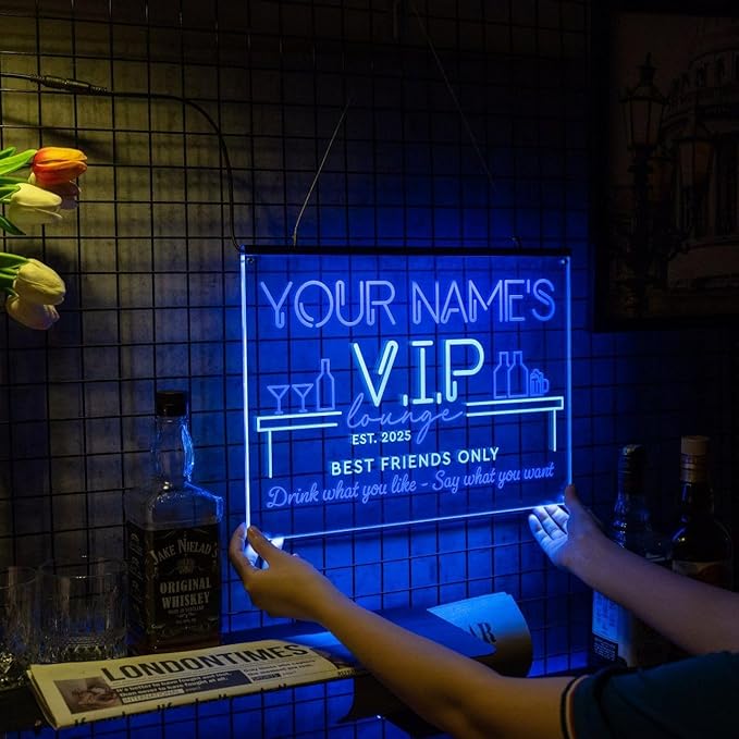Personalized Bar Signs with Your Name for home wall light up with personalized pub name, man cave accessories, beer themed neon customizable lighted sign-Ruum Studio Home