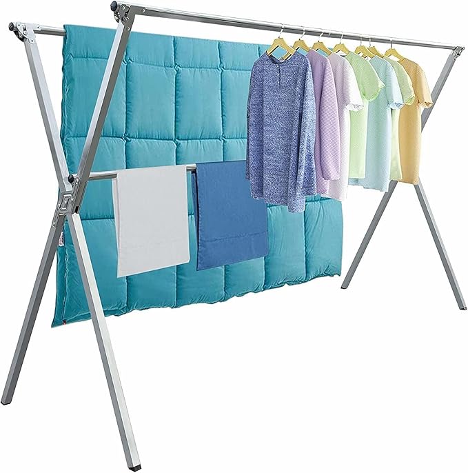 Clothes Drying Racks Outdoor, 82 Inches Updated Version,Stainless Steel Laundry Drying Rack for Indoor Outdoor and The Balcony,Length Adjustable Saves Space,with Windproof Hooks(004)-Ruum Studio Home