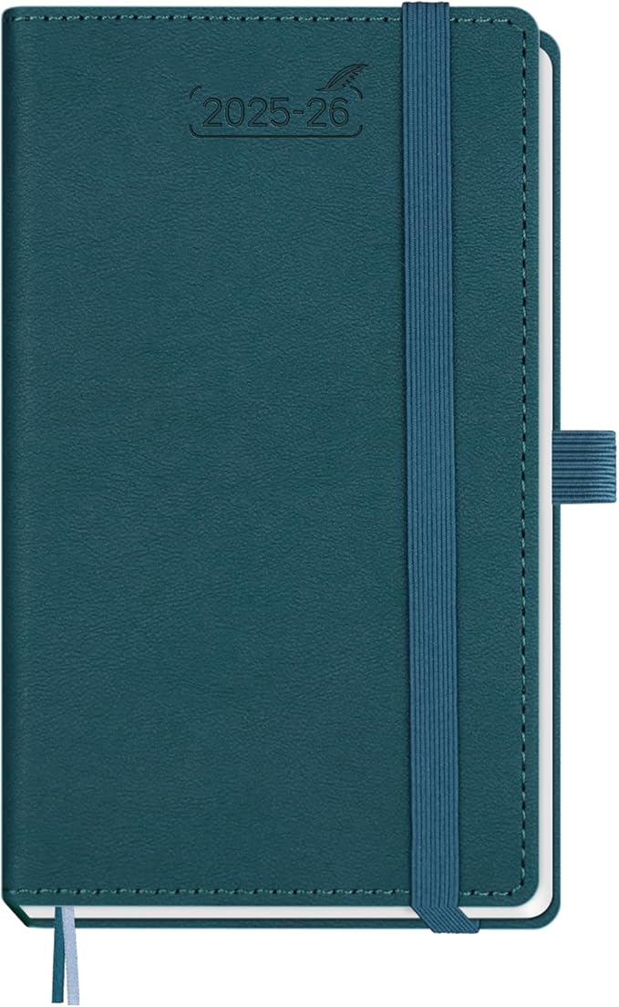 BEZEND Pocket Planner 2025-2026 Weekly and Monthly, 3.5" x 6" Academic Planner (Jul 25-Dec 26) 18-Month Mid-Year Calendar Book, Storage Pocket, Pen Holder, PU Leather Hardcover - Dark Green-Ruum Studio Home