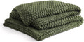 YnM Chunky Cotton Knit Throw Blanket, Cable Knit Throws for Bed Couch Sofa, Comfy & Relaxing, Decorative Piece for Farmhouse Modern Boho Rustic Scandinavian Chic Vibe, Pine Green 80x87 Inches-Ruum Studio Home