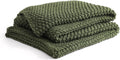 YnM Chunky Cotton Knit Throw Blanket, Cable Knit Throws for Bed Couch Sofa, Comfy & Relaxing, Decorative Piece for Farmhouse Modern Boho Rustic Scandinavian Chic Vibe, Pine Green 60x80 Inches-Ruum Studio Home